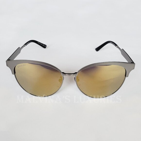 GUCCI SUNGLASSES GG00074 SK 005 LIGHT ROUND FRAME ACETATE METAL GG LOGO ENGRAVED - Picture 3 of 11